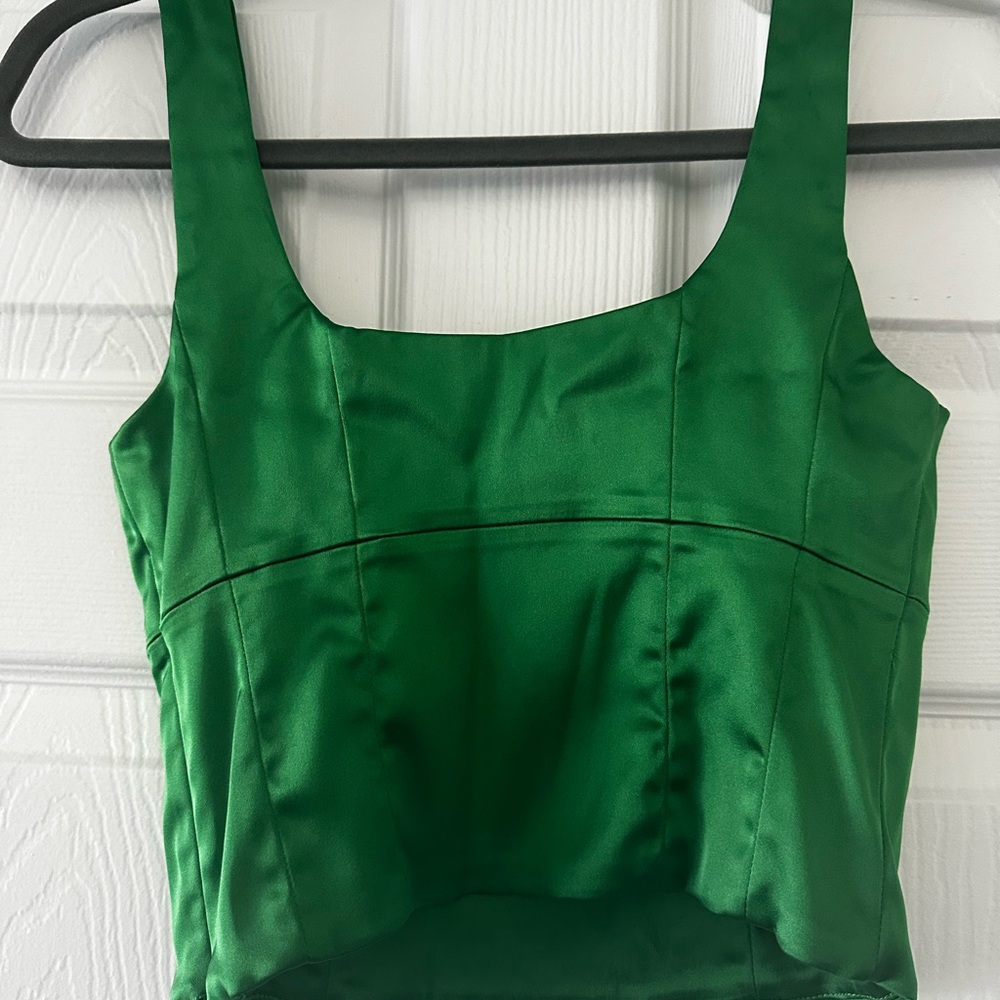 Wilfred Vibrant Green Satin Tank Top